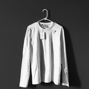 Gymshark Shirt Mens White Long Sleeve GSLC Lifting Club Athletic Top Casual, M